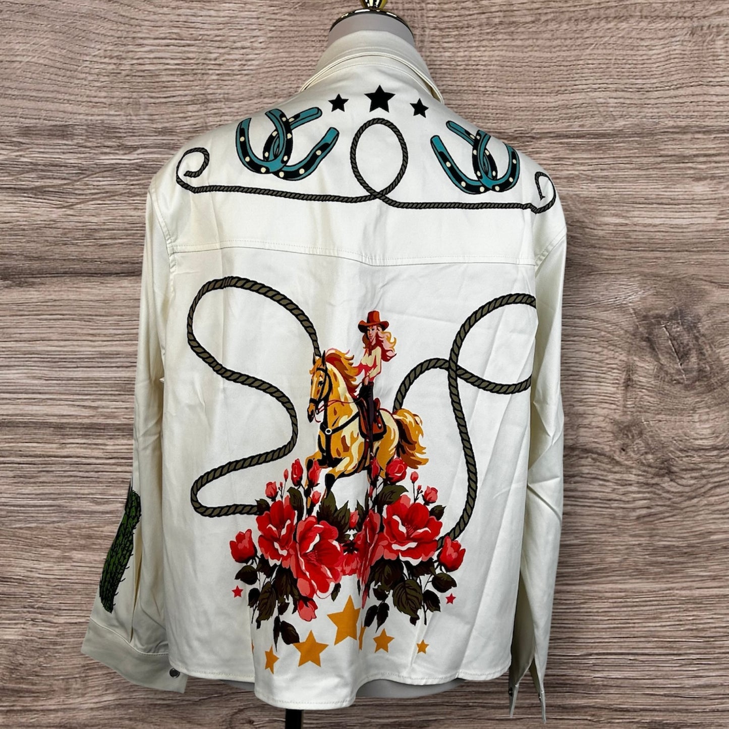 Retro Cowgirl Printed Crop Shirt