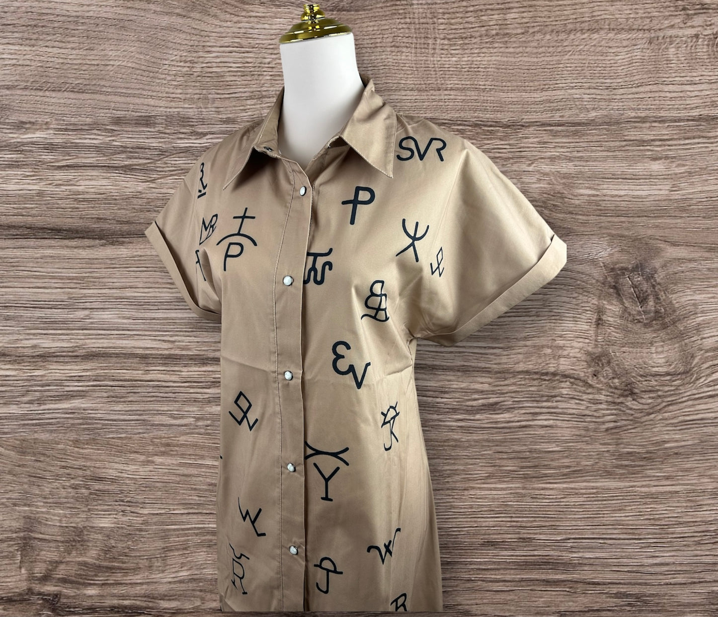 Cattle Brand Printed Maxi Pearl Snap Dress