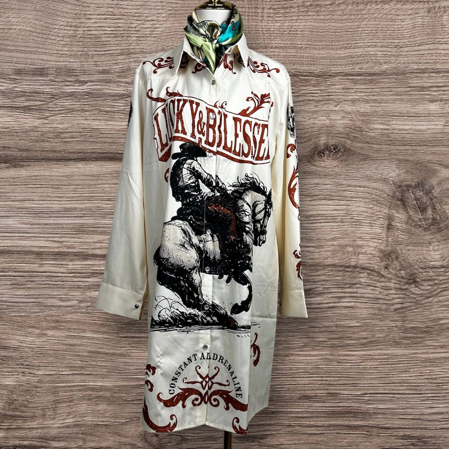 Horse Rider Women's Dress Shirt Cowgirl Western Snap Button