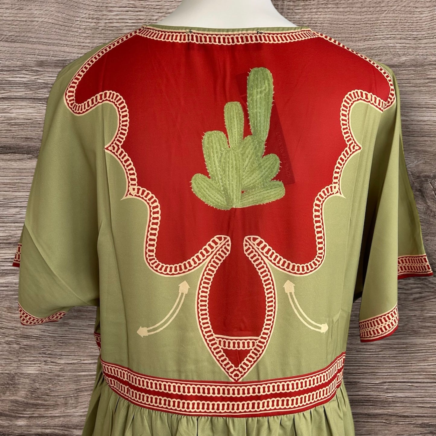 Sage Green Cactus Sunset Print Maxi Dress