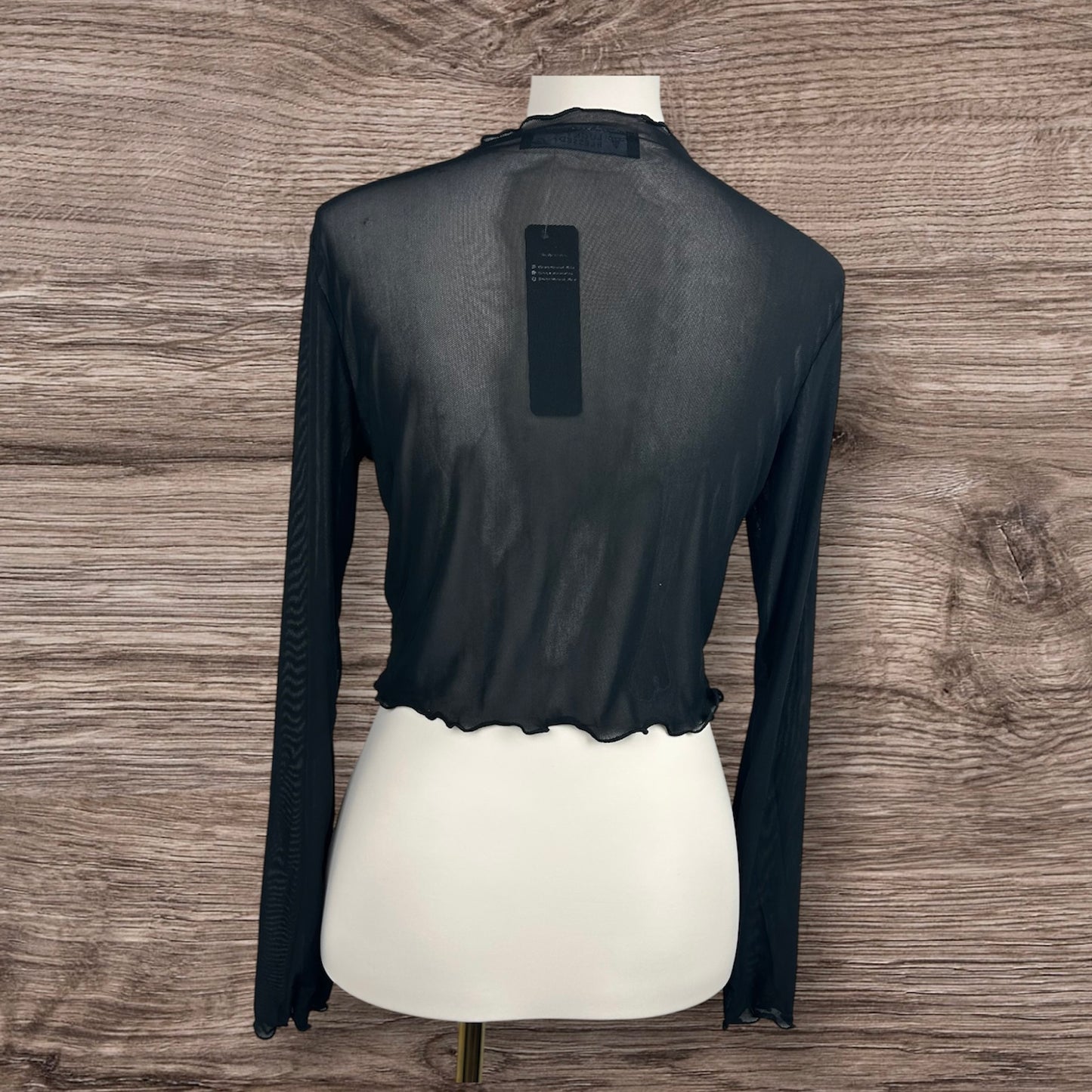 Mesh Top Black Crop Long Sleeve