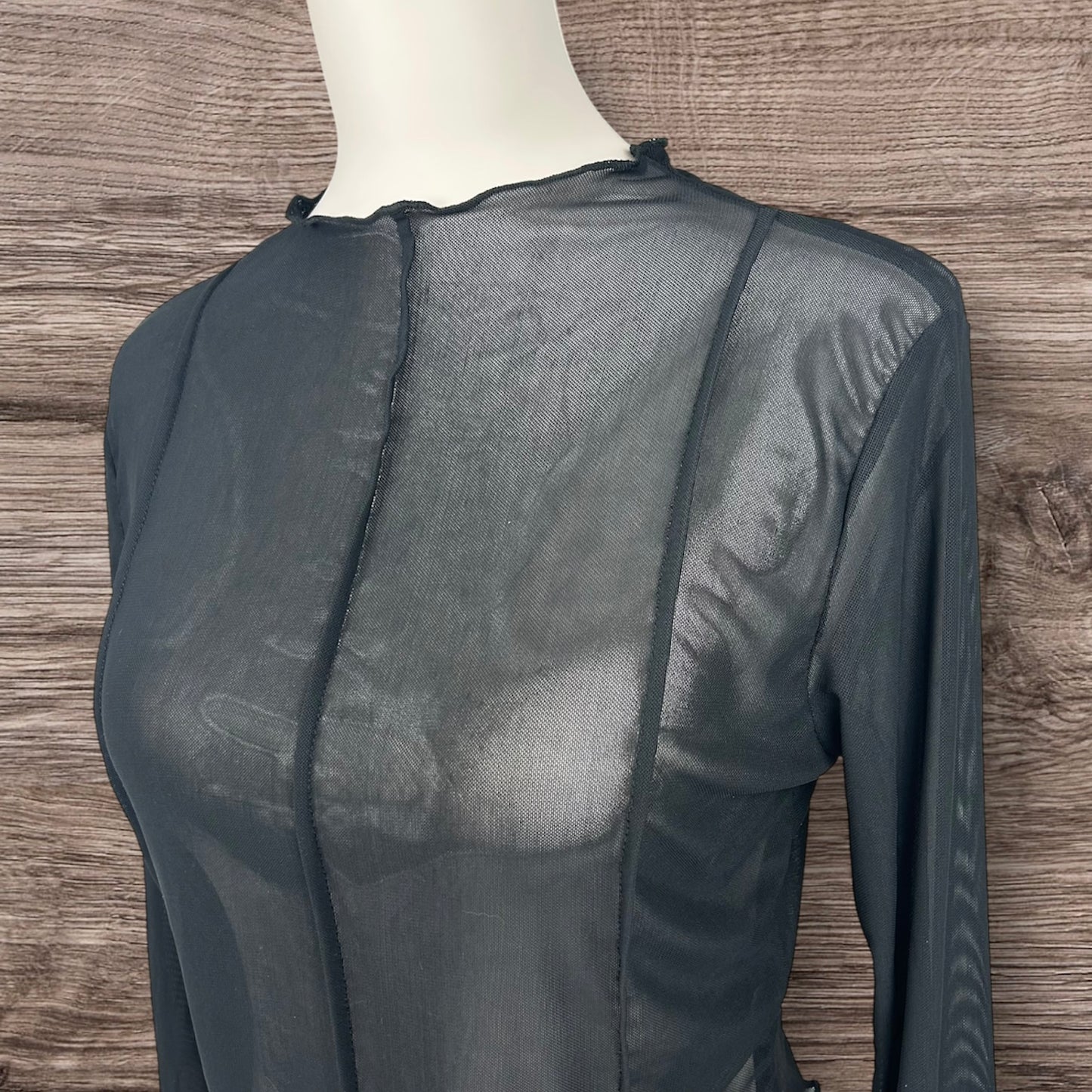 Mesh Top Black Crop Long Sleeve