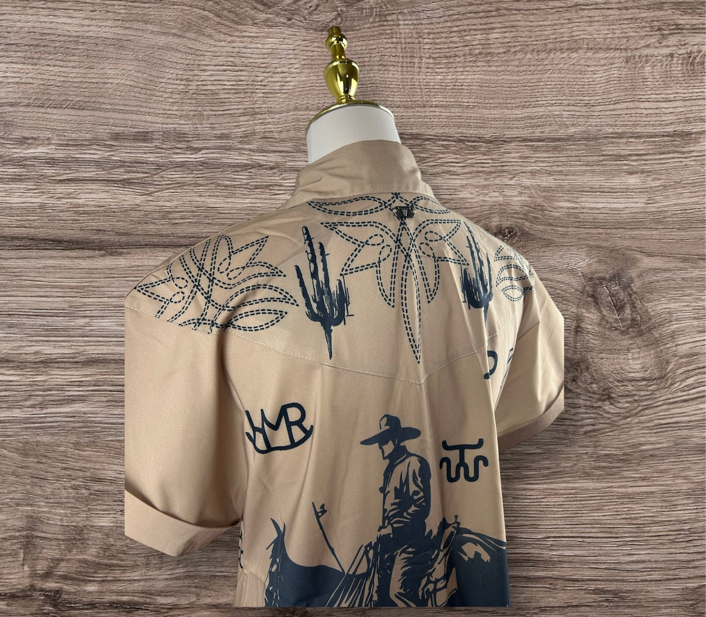Cattle Brand Printed Maxi Pearl Snap Dress