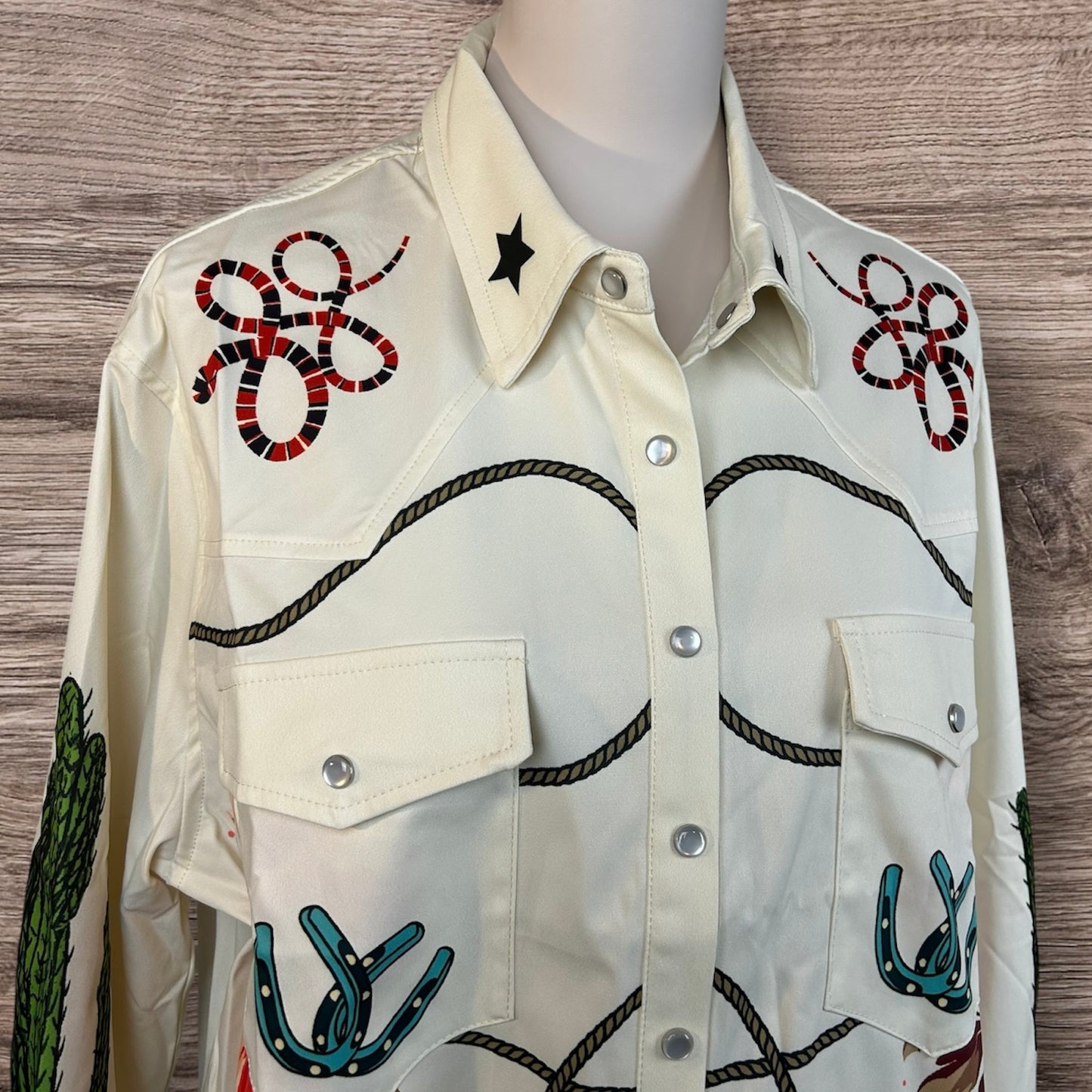 Retro Cowgirl Printed Crop Shirt