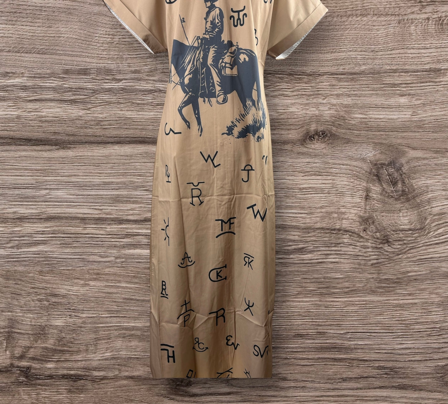 Cattle Brand Printed Maxi Pearl Snap Dress